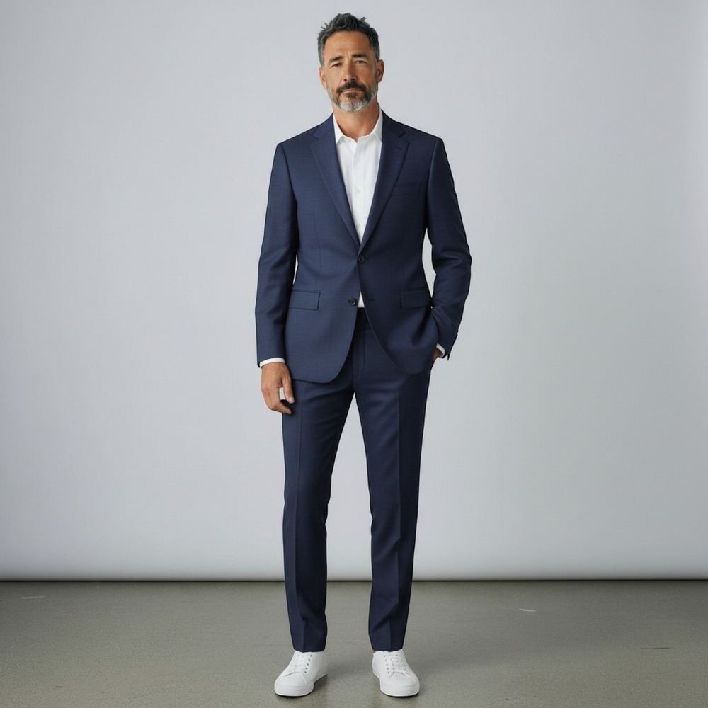 Ermenegildo Zegna Saks Fifth Avenue Traveller Wool Suit Navy Blue 44L Italy NEW